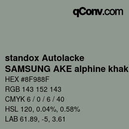 Color code: standox Autolacke - SAMSUNG AKE alphine khaki | qconv.com