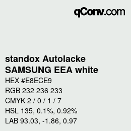 Code couleur: standox Autolacke - SAMSUNG EEA white | qconv.com