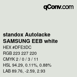 Código de color: standox Autolacke - SAMSUNG EEB white | qconv.com