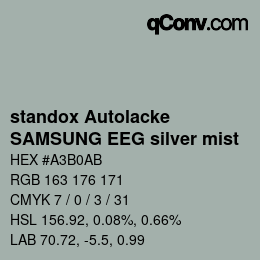 Código de color: standox Autolacke - SAMSUNG EEG silver mist | qconv.com