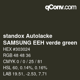 Color code: standox Autolacke - SAMSUNG EEH verde green | qconv.com