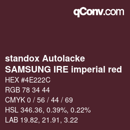 Farbcode: standox Autolacke - SAMSUNG IRE imperial red | qconv.com