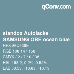 Code couleur: standox Autolacke - SAMSUNG OBE ocean blue | qconv.com