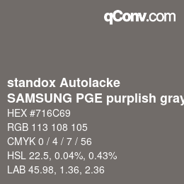 Code couleur: standox Autolacke - SAMSUNG PGE purplish gray | qconv.com