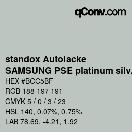 Código de color: standox Autolacke - SAMSUNG PSE platinum silver OEM 2005 | qconv.com