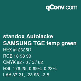 Color code: standox Autolacke - SAMSUNG TGE temp green | qconv.com
