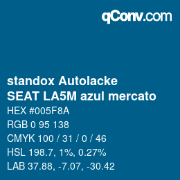 Farbcode: standox Autolacke - SEAT LA5M azul mercato | qconv.com
