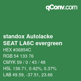 Color code: standox Autolacke - SEAT LA6C evergreen | qconv.com