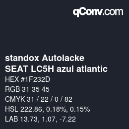 Color code: standox Autolacke - SEAT LC5H azul atlantic | qconv.com