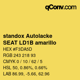 Code couleur: standox Autolacke - SEAT LD1B amarillo | qconv.com