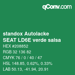 Color code: standox Autolacke - SEAT LD6E verde salsa | qconv.com