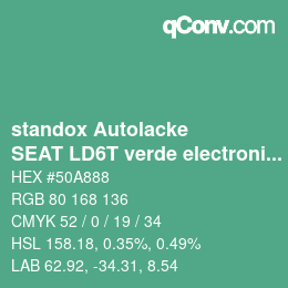 颜色代码: standox Autolacke - SEAT LD6T verde electronico | qconv.com