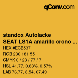 Código de color: standox Autolacke - SEAT LS1A amarillo crono OEM 2006 | qconv.com