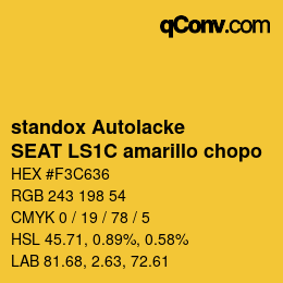 Farbcode: standox Autolacke - SEAT LS1C amarillo chopo | qconv.com