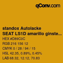 カラーコード: standox Autolacke - SEAT LS1D amarillo ginster | qconv.com