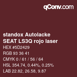 Color code: standox Autolacke - SEAT LS3Q rojo laser | qconv.com