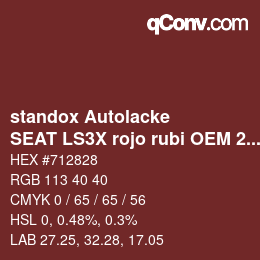 Código de color: standox Autolacke - SEAT LS3X rojo rubi OEM 2006 | qconv.com