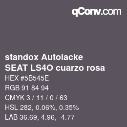 Code couleur: standox Autolacke - SEAT LS4O cuarzo rosa | qconv.com