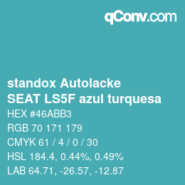 Código de color: standox Autolacke - SEAT LS5F azul turquesa | qconv.com