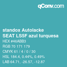 Code couleur: standox Autolacke - SEAT LS5F azul turquesa | qconv.com