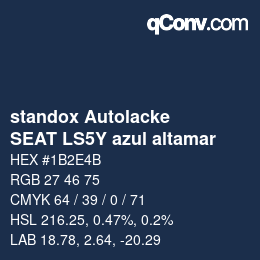 Farbcode: standox Autolacke - SEAT LS5Y azul altamar | qconv.com
