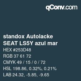 Color code: standox Autolacke - SEAT LS5Y azul mar | qconv.com