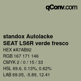 カラーコード: standox Autolacke - SEAT LS6R verde fresco | qconv.com
