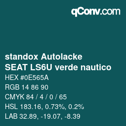 カラーコード: standox Autolacke - SEAT LS6U verde nautico | qconv.com
