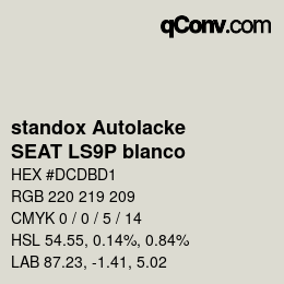 Farbcode: standox Autolacke - SEAT LS9P blanco | qconv.com