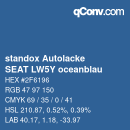 Color code: standox Autolacke - SEAT LW5Y oceanblau | qconv.com