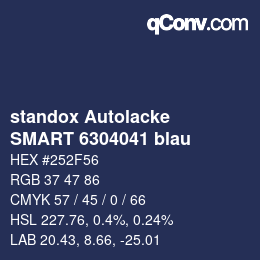 Color code: standox Autolacke - SMART 6304041 blau | qconv.com