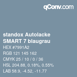 Código de color: standox Autolacke - SMART 7 blaugrau | qconv.com