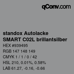 Código de color: standox Autolacke - SMART C02L brillantsilber | qconv.com