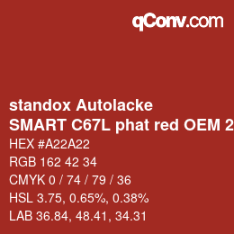 Código de color: standox Autolacke - SMART C67L phat red OEM 2005 | qconv.com