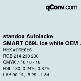 カラーコード: standox Autolacke - SMART C69L ice white OEM 2005 | qconv.com