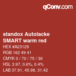 Código de color: standox Autolacke - SMART warm red | qconv.com