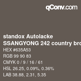 Color code: standox Autolacke - SSANGYONG 242 country brown | qconv.com