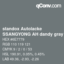 Código de color: standox Autolacke - SSANGYONG AH dandy gray | qconv.com
