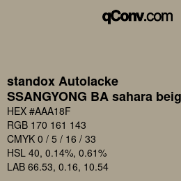 Farbcode: standox Autolacke - SSANGYONG BA sahara beige | qconv.com