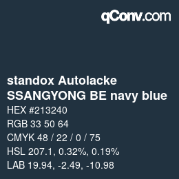 颜色代码: standox Autolacke - SSANGYONG BE navy blue | qconv.com