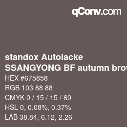 颜色代码: standox Autolacke - SSANGYONG BF autumn brown | qconv.com