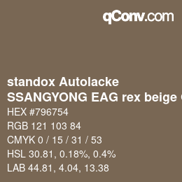 Código de color: standox Autolacke - SSANGYONG EAG rex beige OEM 2005 | qconv.com