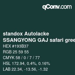 Code couleur: standox Autolacke - SSANGYONG GAJ safari green | qconv.com