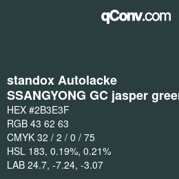 Código de color: standox Autolacke - SSANGYONG GC jasper green | qconv.com