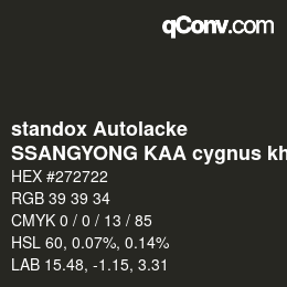 颜色代码: standox Autolacke - SSANGYONG KAA cygnus khaki OEM 2005 | qconv.com