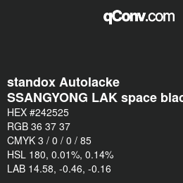 Farbcode: standox Autolacke - SSANGYONG LAK space black | qconv.com