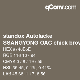 颜色代码: standox Autolacke - SSANGYONG OAC chick brown | qconv.com