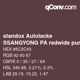 カラーコード: standox Autolacke - SSANGYONG PA redwide purple | qconv.com