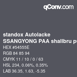 Código de color: standox Autolacke - SSANGYONG PAA shallbru purple | qconv.com