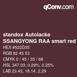 颜色代码: standox Autolacke - SSANGYONG RAA smart red | qconv.com